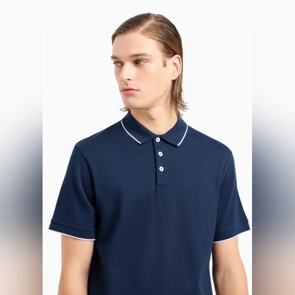 Giorgio Armani Piqu Polo Shirt In Lisle Cotton Yarn Sz L/50